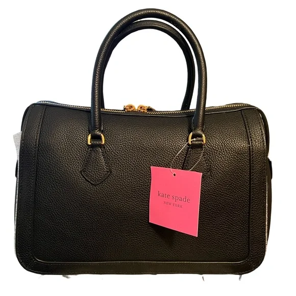 Kate Spade NWT Gramercy Black Peppled Leather Satchel Crossbody Bag - Picture 4 of 13